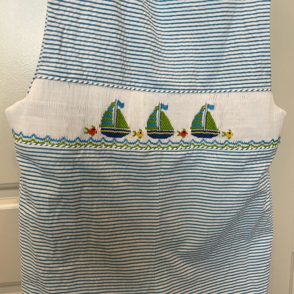Sailboat Smocked Shortalls - Picture 2 of 4